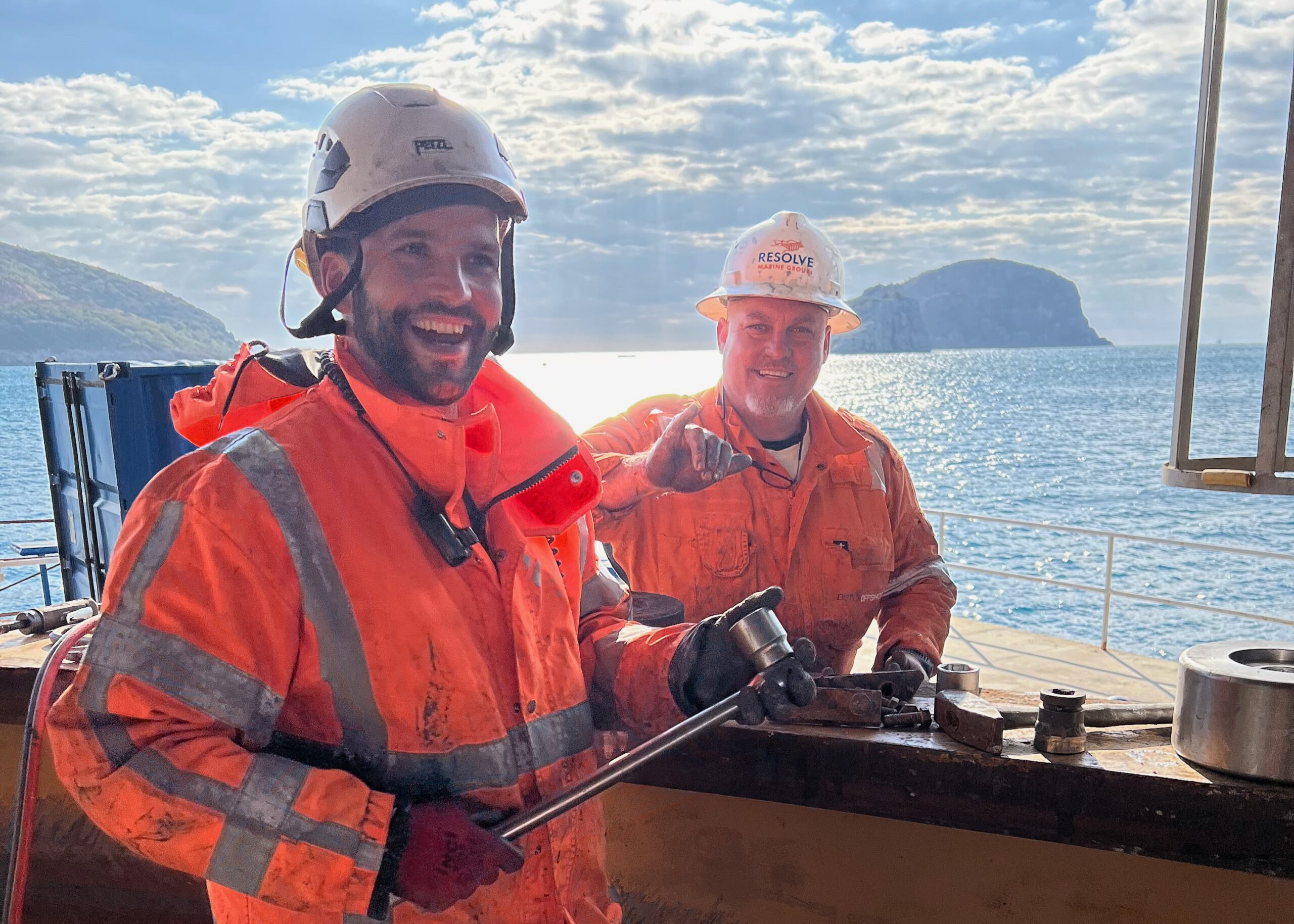Red crane in the sea